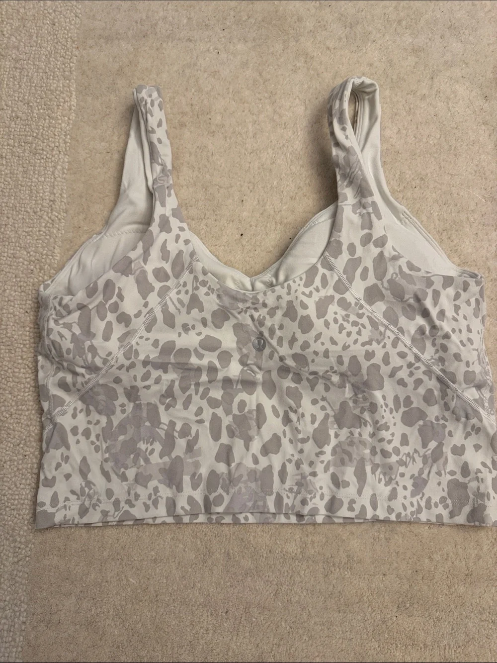 lululemon athletica White Tank Top with Light Gray Animal Print